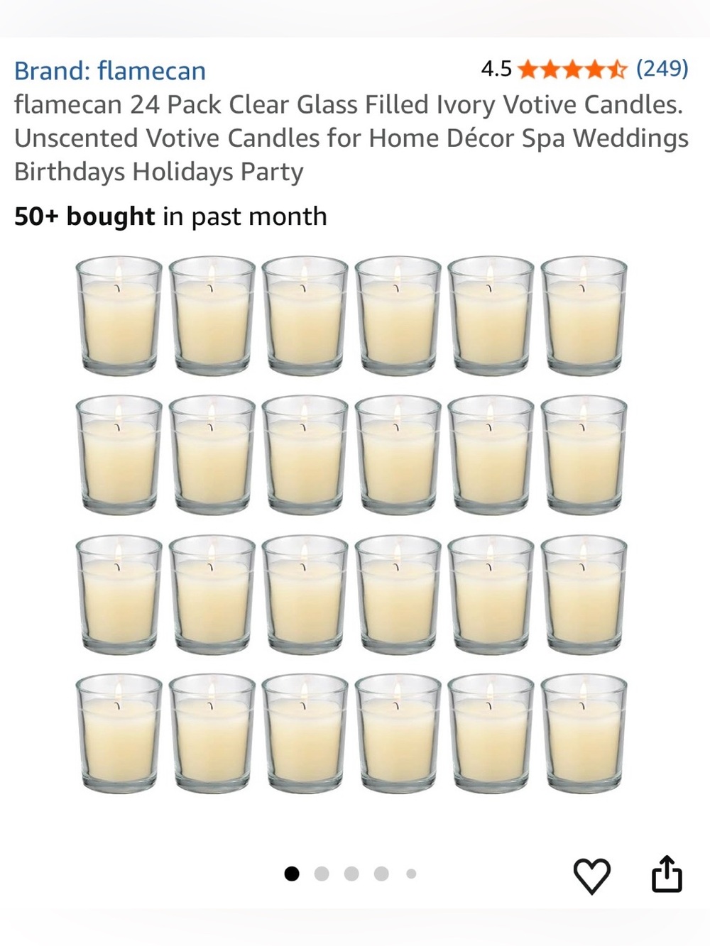 Ivory Votive Candles in Clear Glass - Single Pack of 24